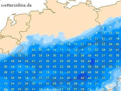 Předpoklad srážek na 48 hodin, do úterý 11.6. , zdroj: wetteronline.de