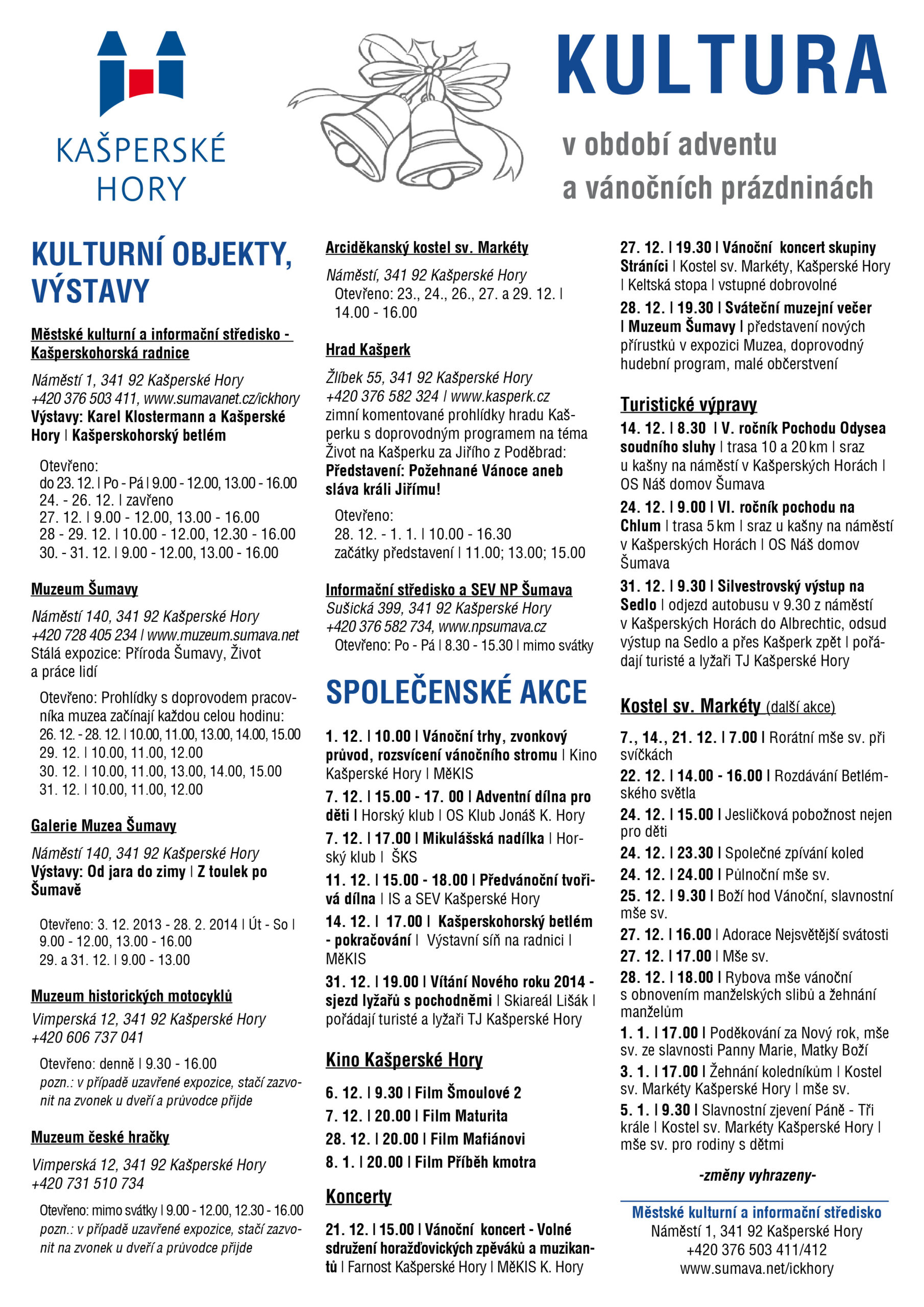 kulturni program vanoce 2014