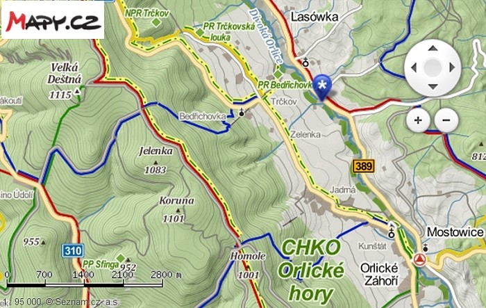Mapa s vyznačeným umístěním stanice, zdroj: mapy.cz