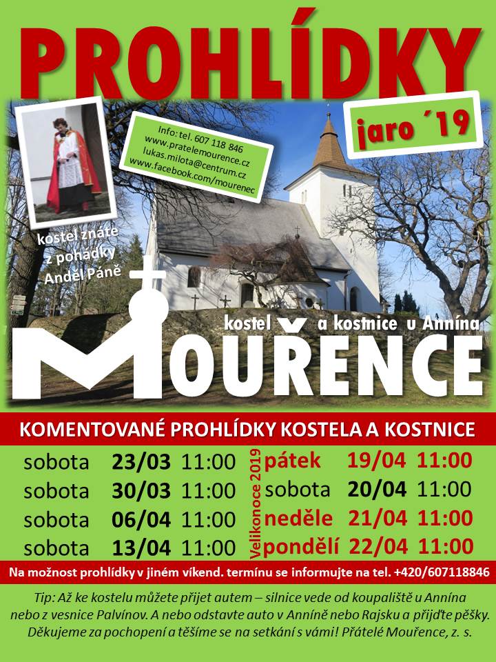 prohlidky mourenec brezen duben velikonoce