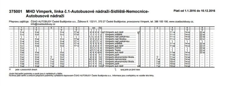 Jízdní řád Vimperka