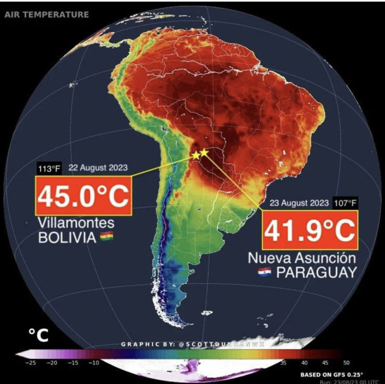 Extrémní teplota v Bolívii 45°C