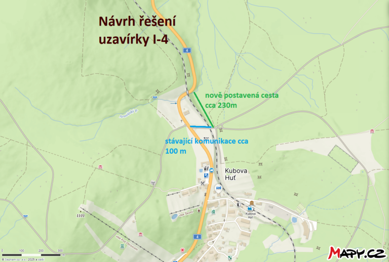 Komentář : Uzavírka silnice I/4 u Kubovy Hutě