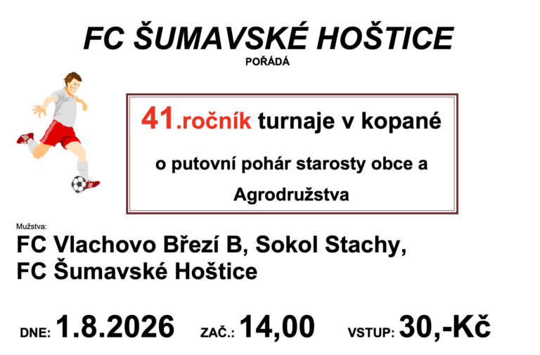 Pozvánka na turnaj v kopané