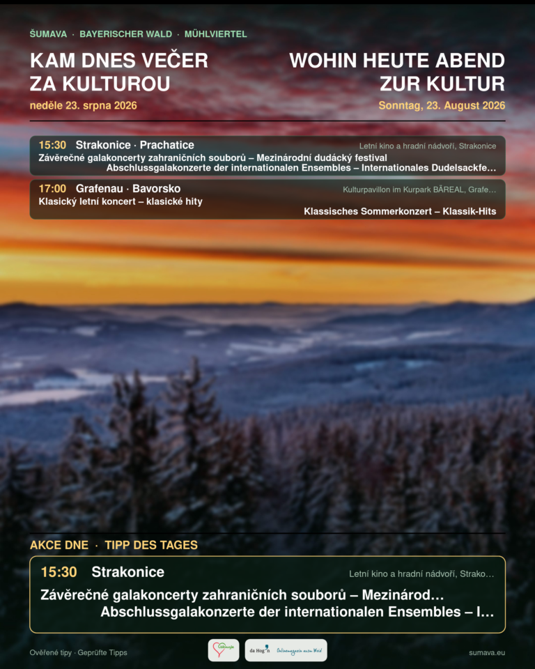 Kam dnes večer za kulturou · neděle 23. srpna 2026