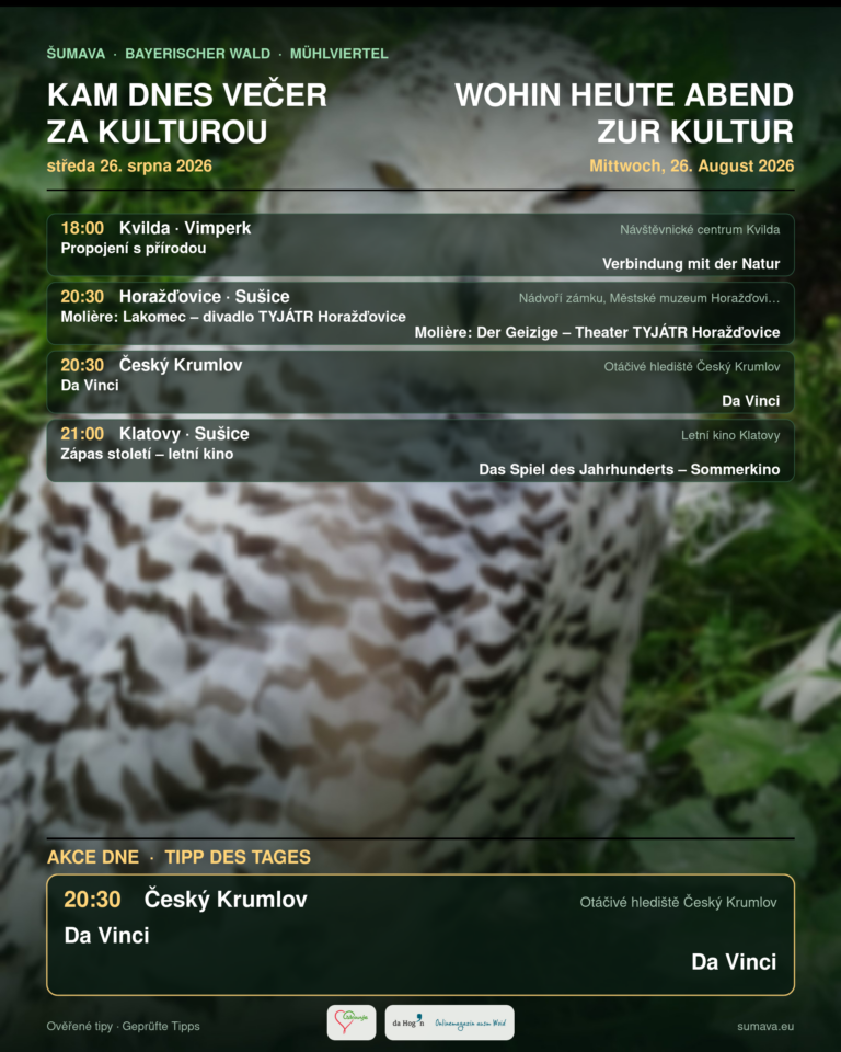 Kam dnes večer za kulturou · středa 26. srpna 2026