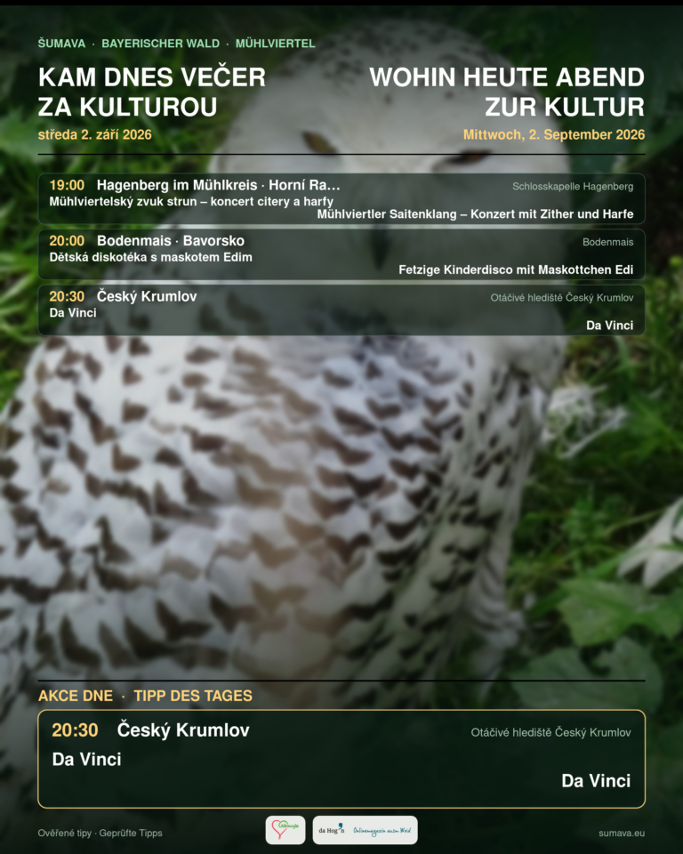 Kam dnes večer za kulturou · středa 2. září 2026
