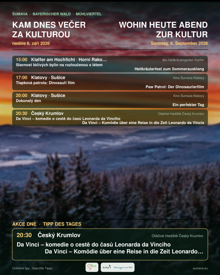 Kam dnes večer za kulturou · neděle 6. září 2026