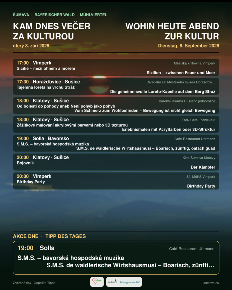 Kam dnes večer za kulturou · úterý 8. září 2026