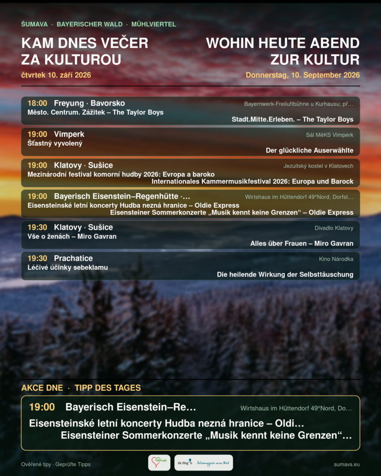 Kam dnes večer za kulturou · čtvrtek 10. září 2026