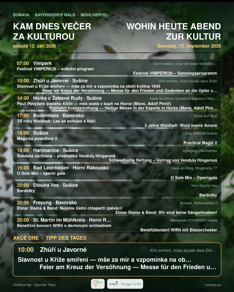Kam dnes večer za kulturou · sobota 12. září 2026