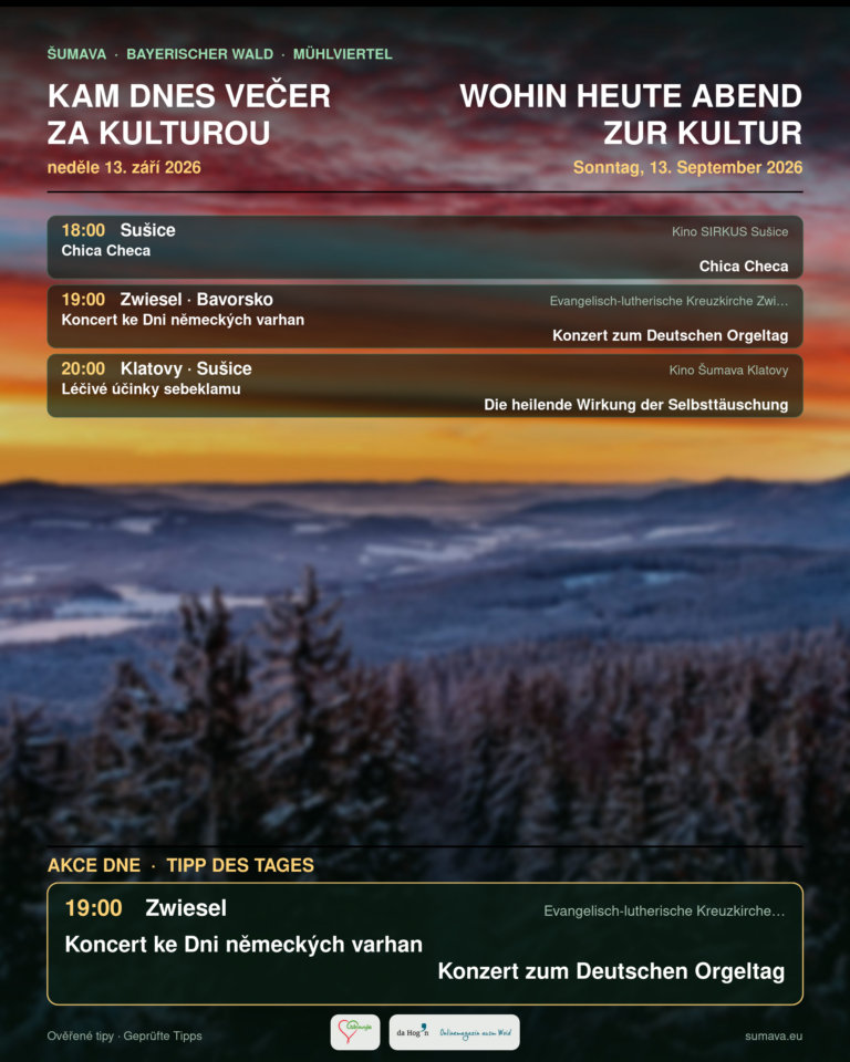 Kam dnes večer za kulturou · neděle 13. září 2026