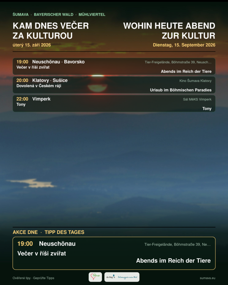 Kam dnes večer za kulturou · úterý 15. září 2026