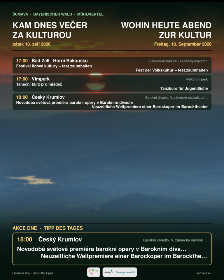 Kam dnes večer za kulturou · pátek 18. září 2026