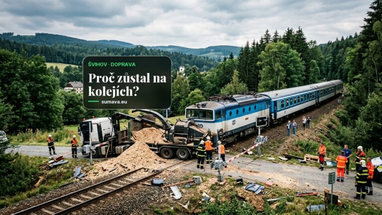 Rychlík z Klatov na Plzeň narazil ve Švihově do vleku štěpkovače