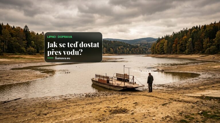 Přívoz mezi Horní Planou a Bližší Lhotou kvůli nízké hladině Lipna skončil