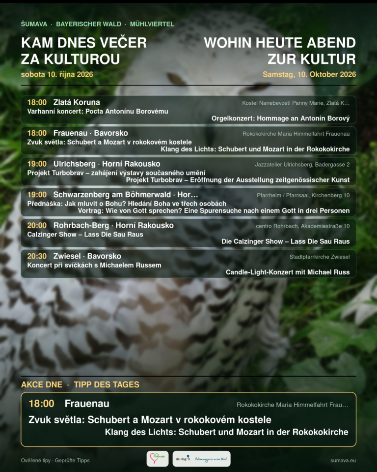 Kam dnes večer za kulturou · sobota 10. října 2026