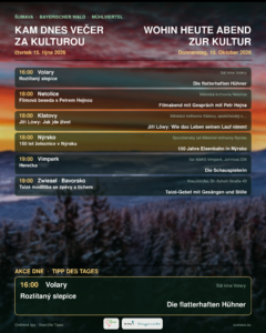 Kam dnes večer za kulturou · čtvrtek 15. října 2026