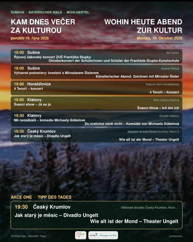 Kam dnes večer za kulturou · pondělí 19. října 2026