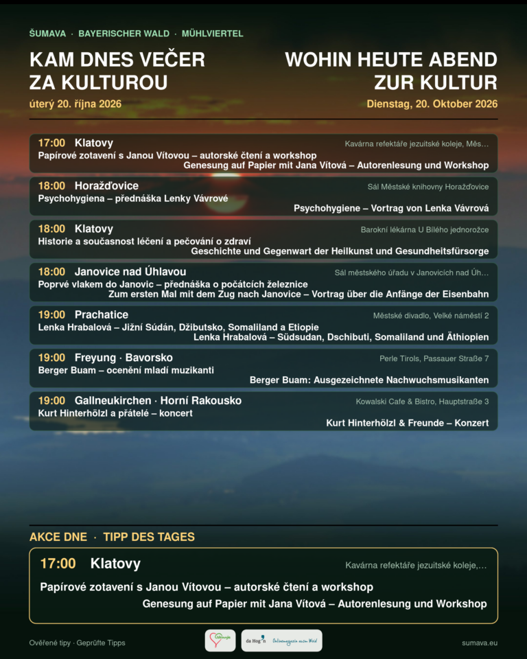 Kam dnes večer za kulturou · úterý 20. října 2026