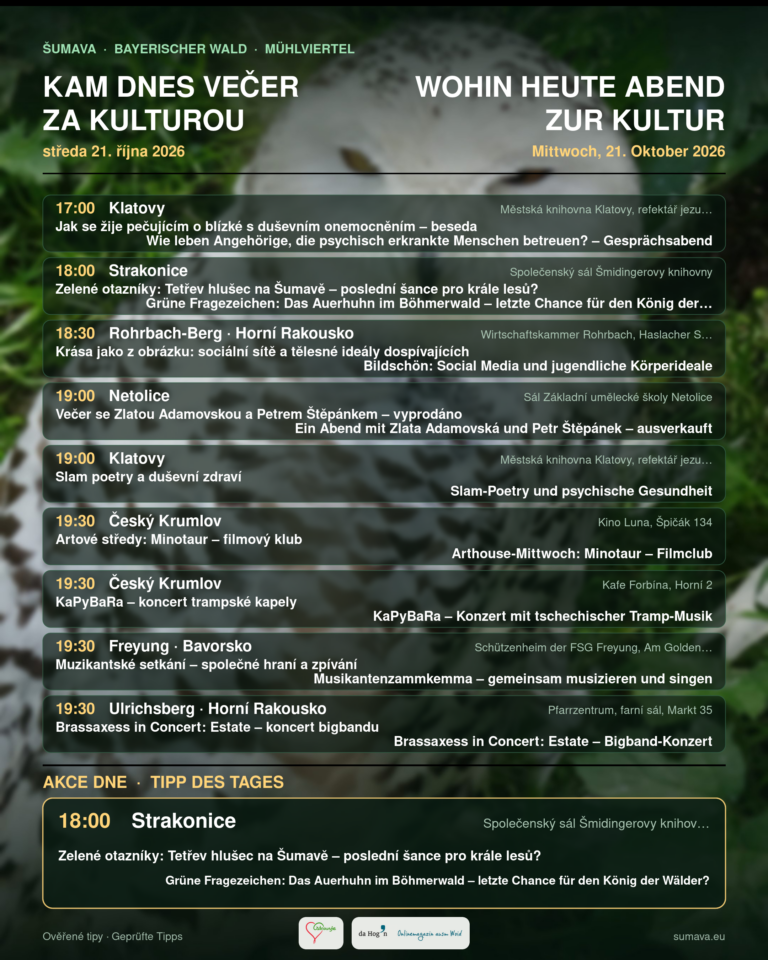 Kam dnes večer za kulturou · středa 21. října 2026
