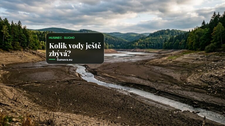 Husinecká přehrada na Prachaticku jako první v Česku téměř vyschla