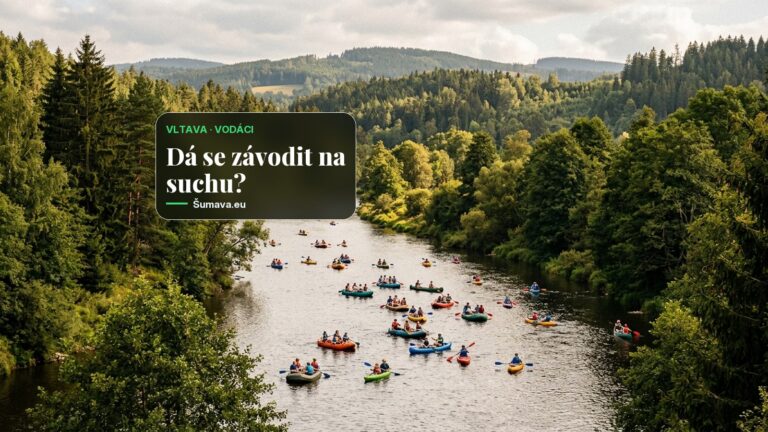 Krumlovský vodácký maraton kvůli nízké vodě startoval z Rožmberka a Nahořan